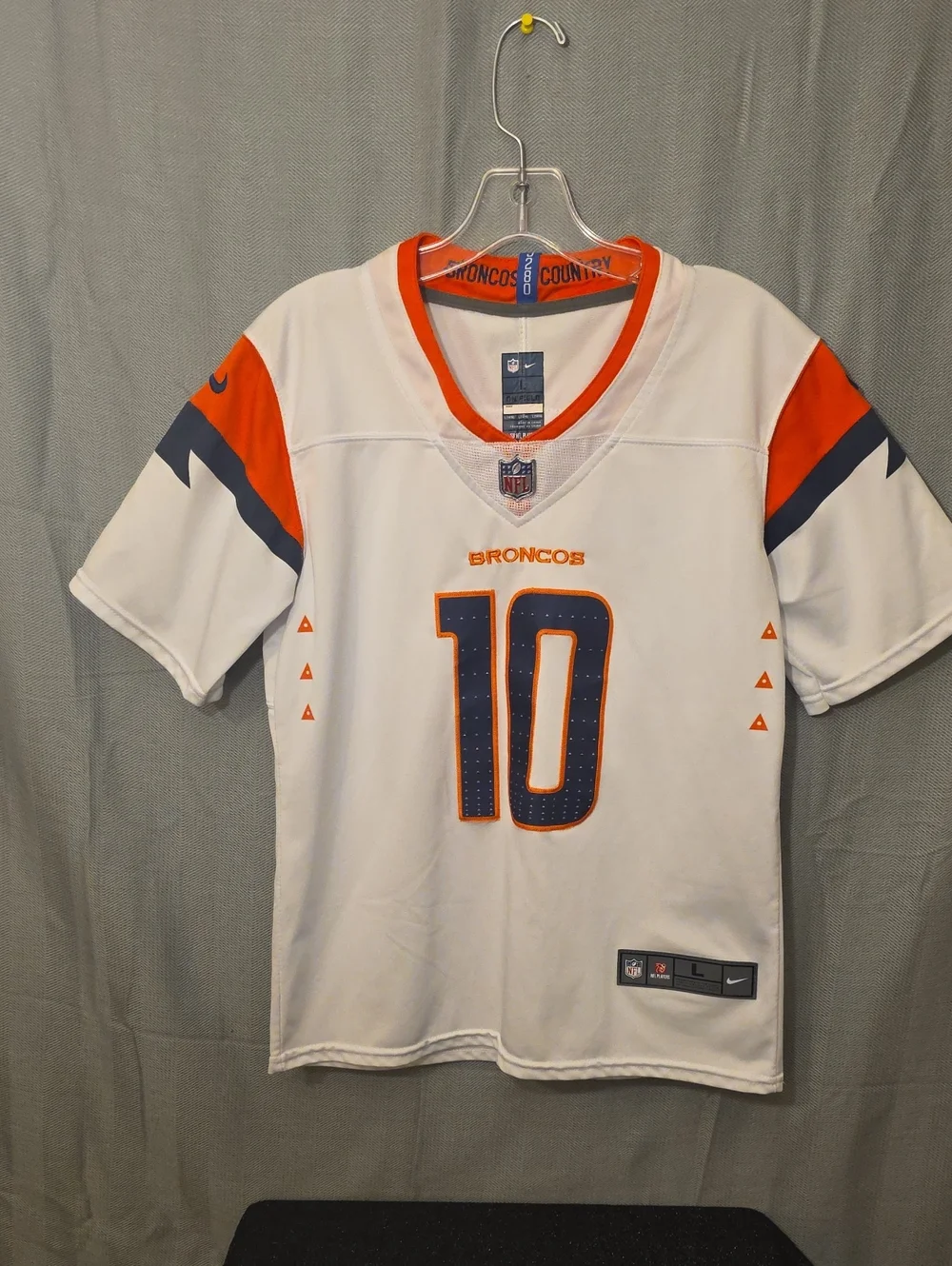 Nike White Orange Football Jersey with Navy Accents - #10